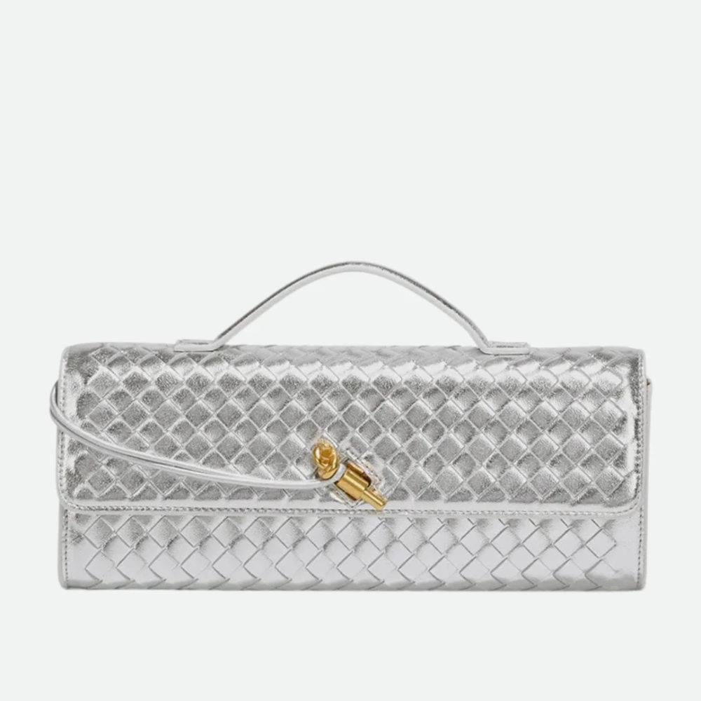 Silver Bottega Veneta Long Andiamo Green Handbag