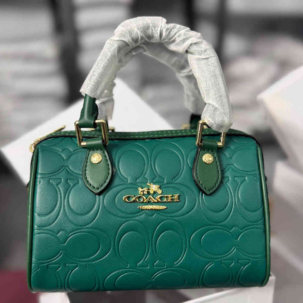 Coach Outlet mini Rowan Green Leather Handbag-thumb-0
