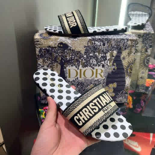 Christian Dior Black Premium Quality Women's Flat Sandals-thumb-1