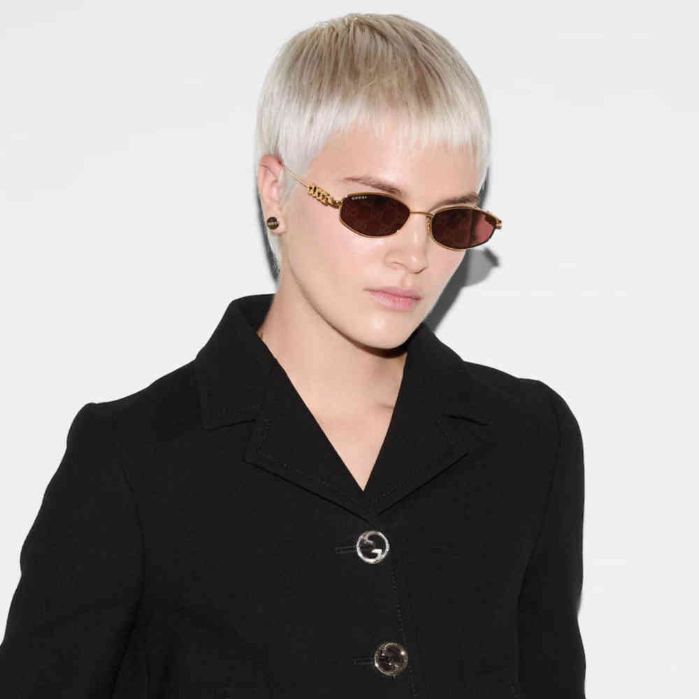 Gucci Oval Frame Pink Premium Women's Sunglasses-thumb-2