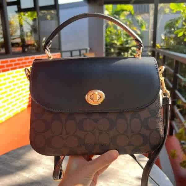 Coach Marlie Top Handle Black & Brown Premium Sling Bag-thumb-0