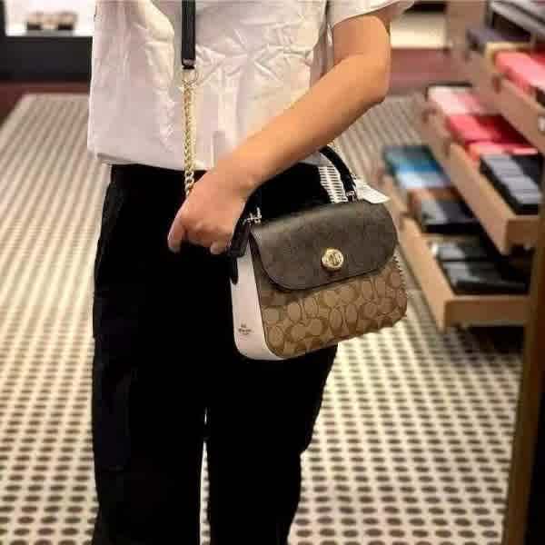 Coach Marlie Top Handle Beige Premium Sling Bag-thumb-2