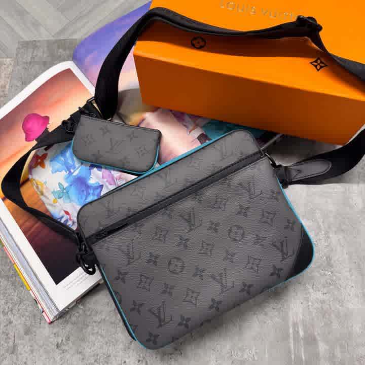Grey Louis Vuitton Abloh Trio Messenger White Sling Bag