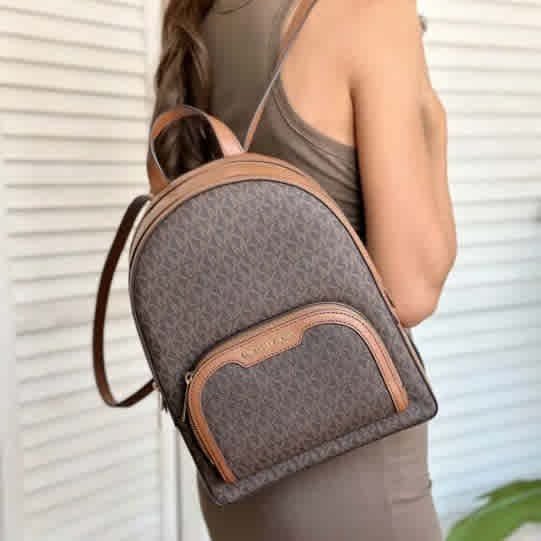 Michael Kors MK Jaycee Brown Backpack-thumb-3