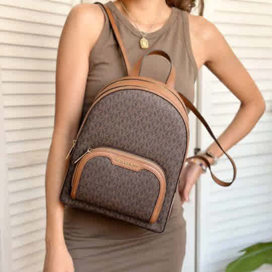 Michael Kors MK Jaycee Brown Backpack-thumb-2