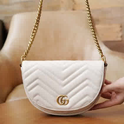 Gucci GG Marmont Moon Premium White Sling Bag-thumb-1