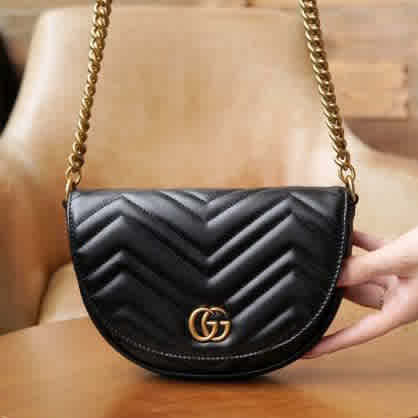 Black Gucci GG Marmont Moon Premium White Sling Bag