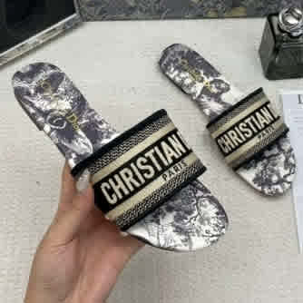Grey Christian Dior Pink Premium Quality Women's Flat Sandals