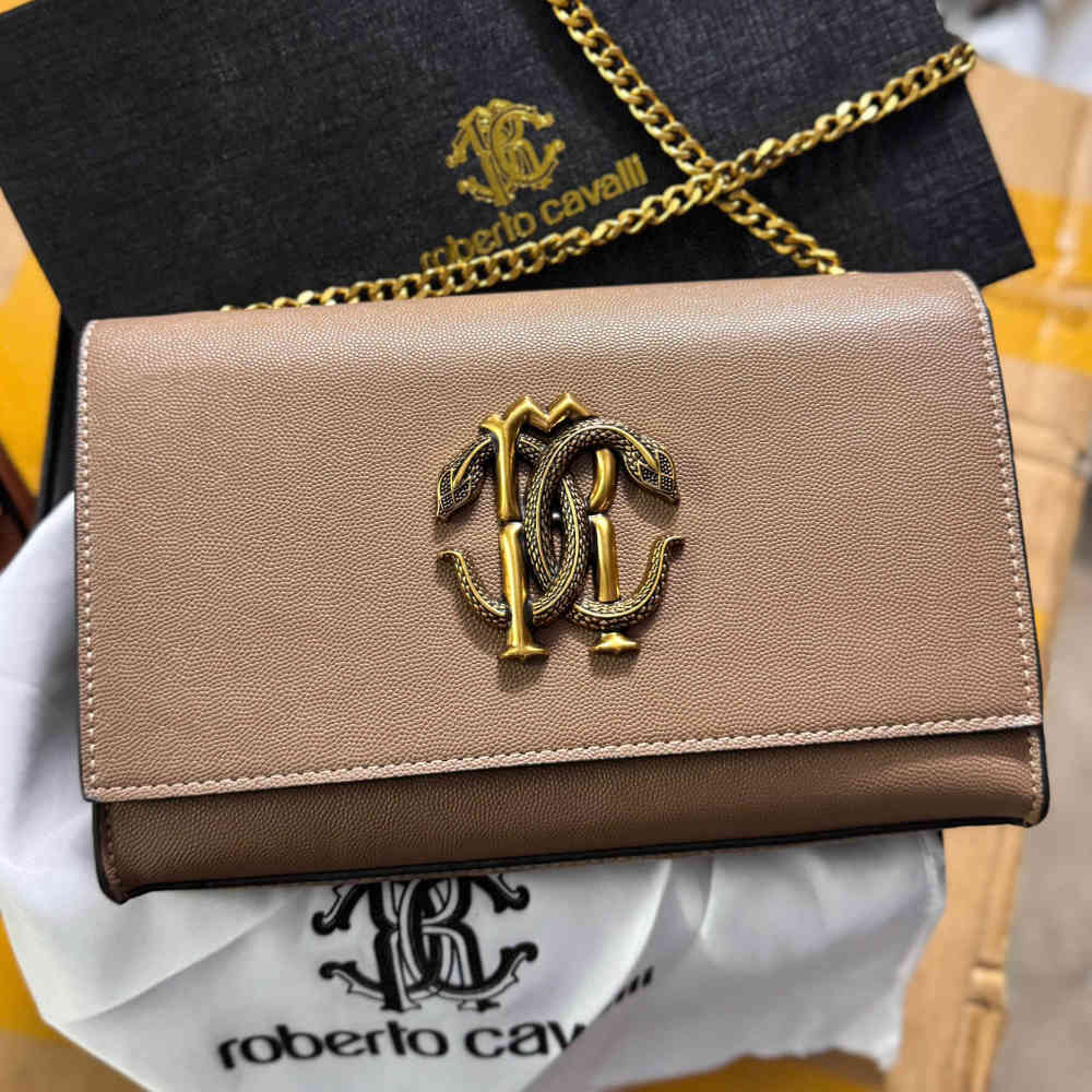 Beige Roberto Cavalli Brown Clutch Bag