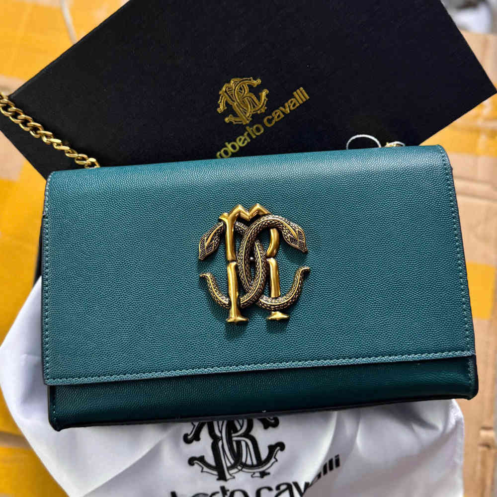 Green Roberto Cavalli Brown Clutch Bag