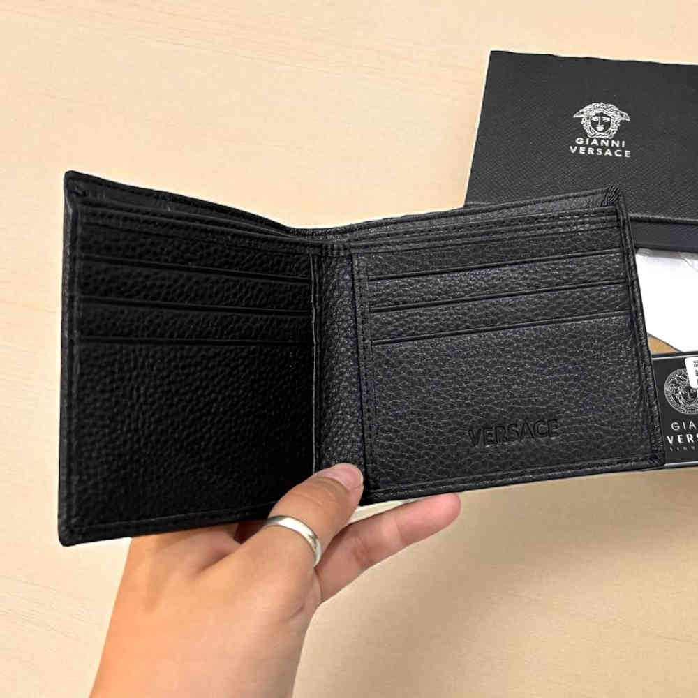 Versace Black Leather Compact Wallet-thumb-2
