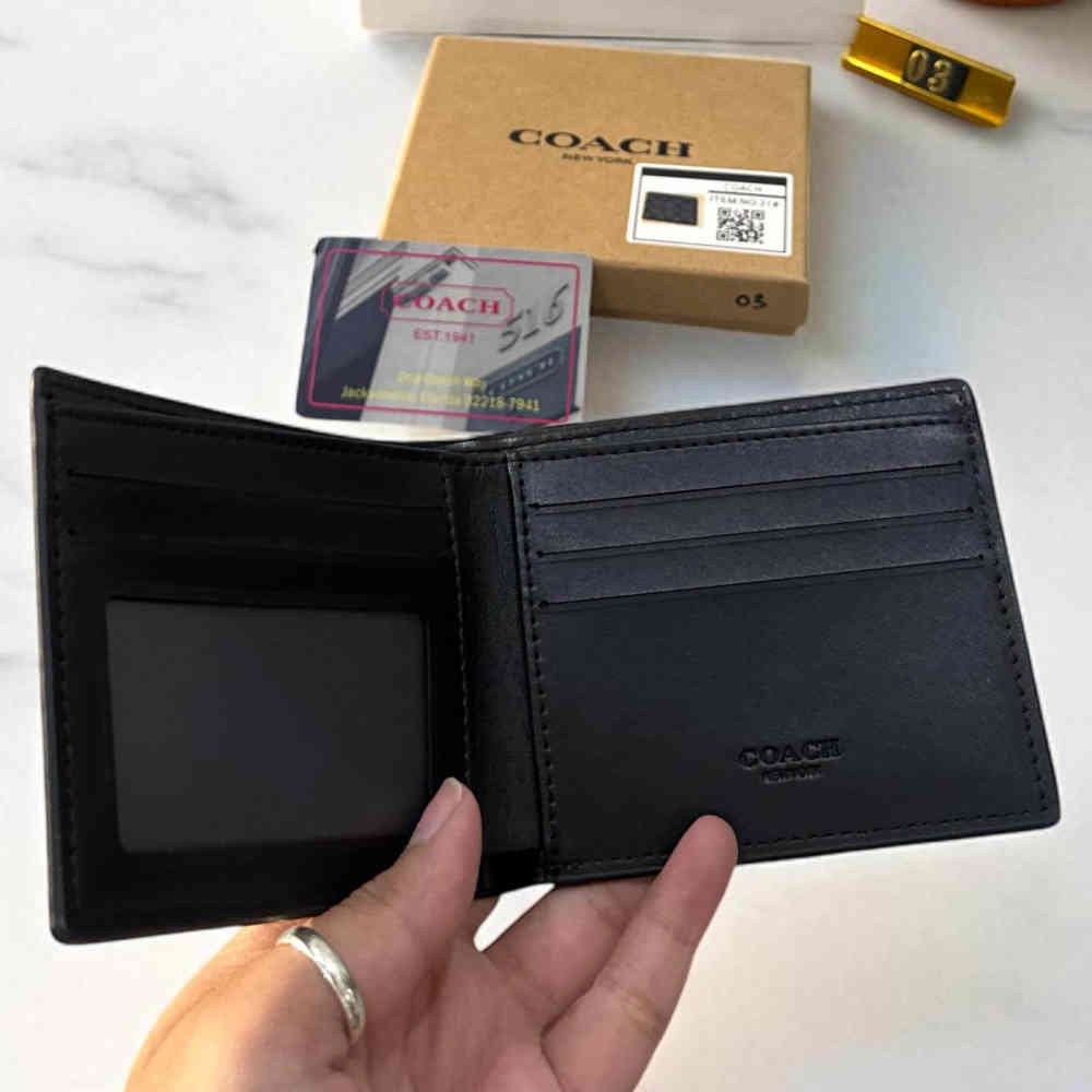 Coach Black Premium Compact Wallet-thumb-5