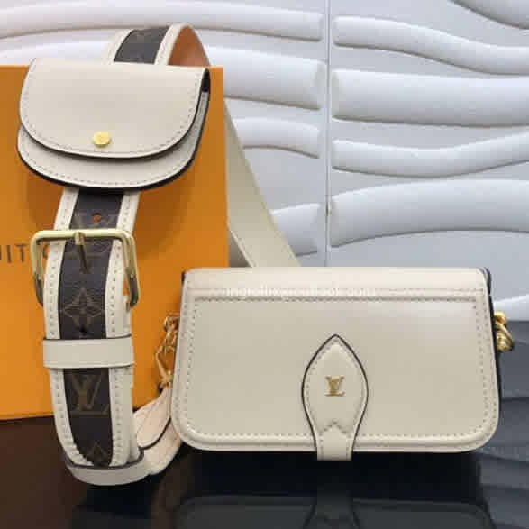 White Louis Vuitton LV Canta Officer Black Sling Bag
