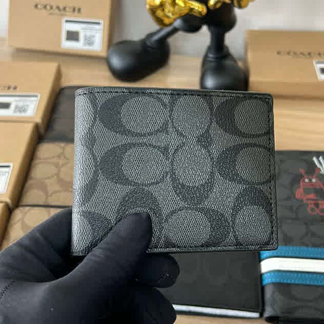 Coach Black Premium Compact Wallet-thumb-0