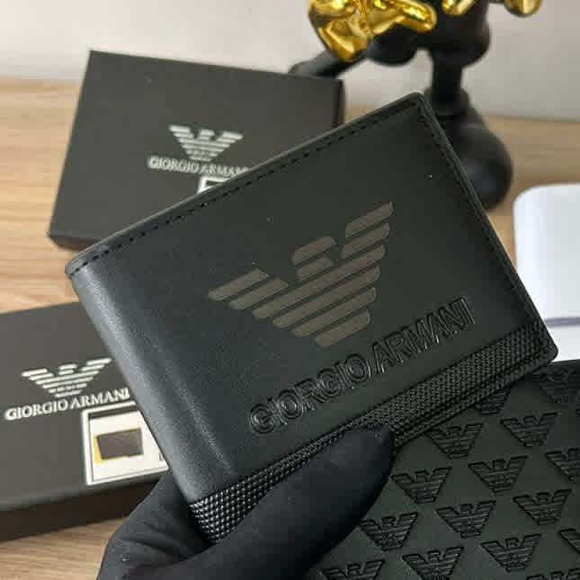 Giorgio Armani Black Premium Compact Wallet-thumb-0