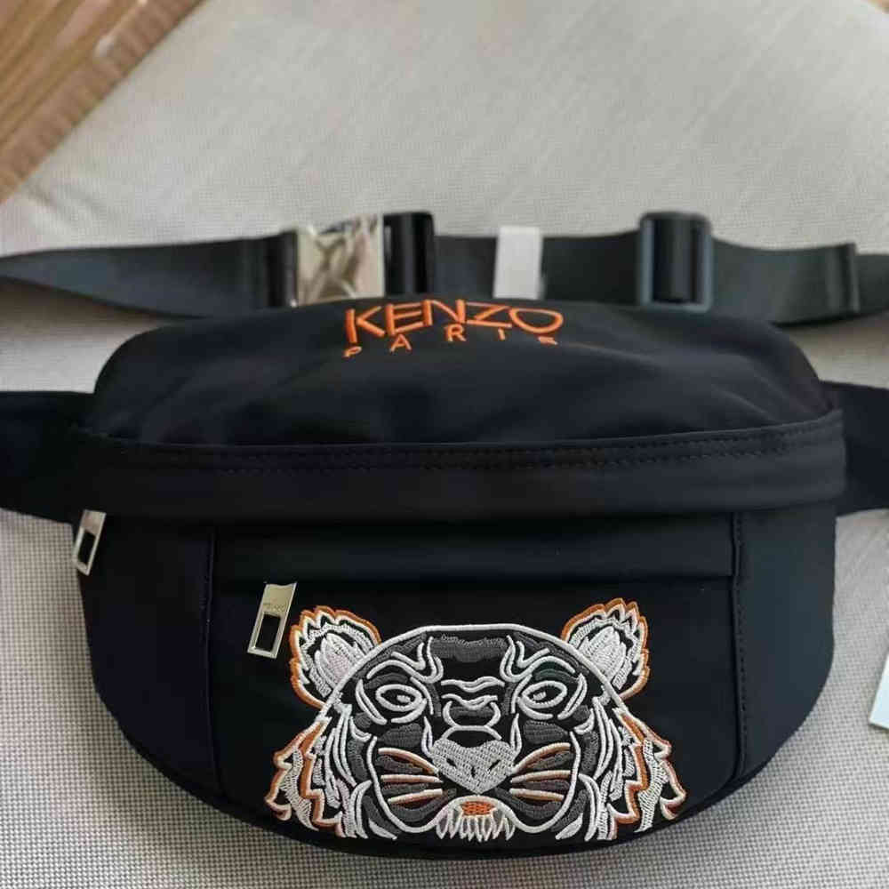 Kenzo White Tiger Black & Orange Belt Bag-thumb-1