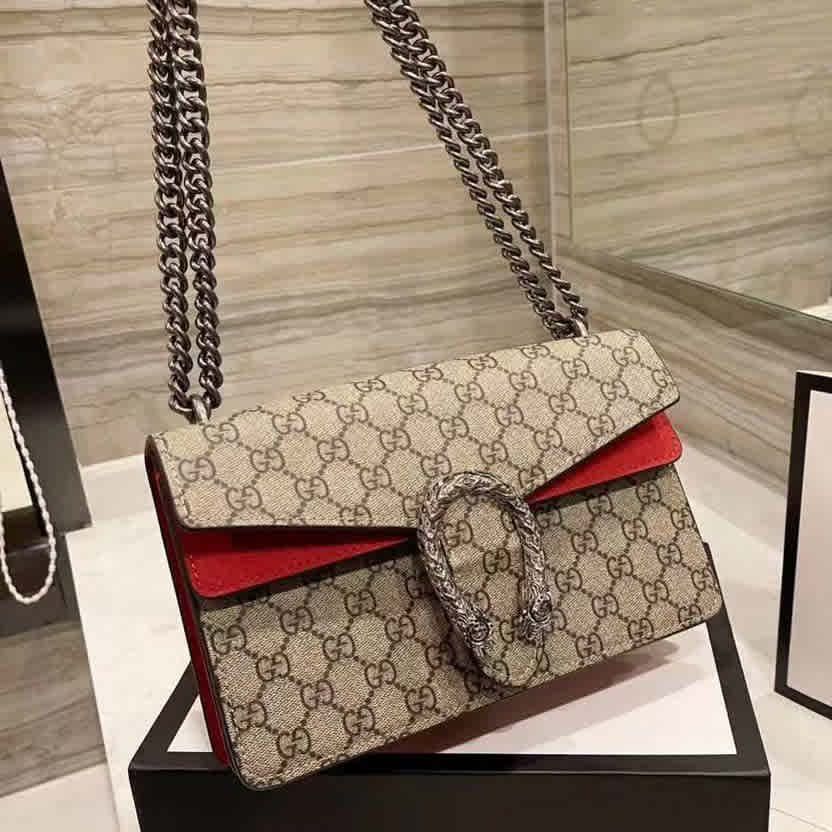 Beige & Red Gucci Basic Dionysus Beige & Black Sling bag