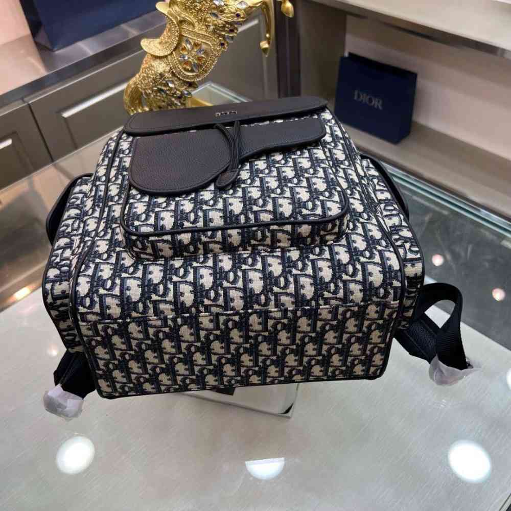 Dior Saddle Bag Black & White Backpack-thumb-4