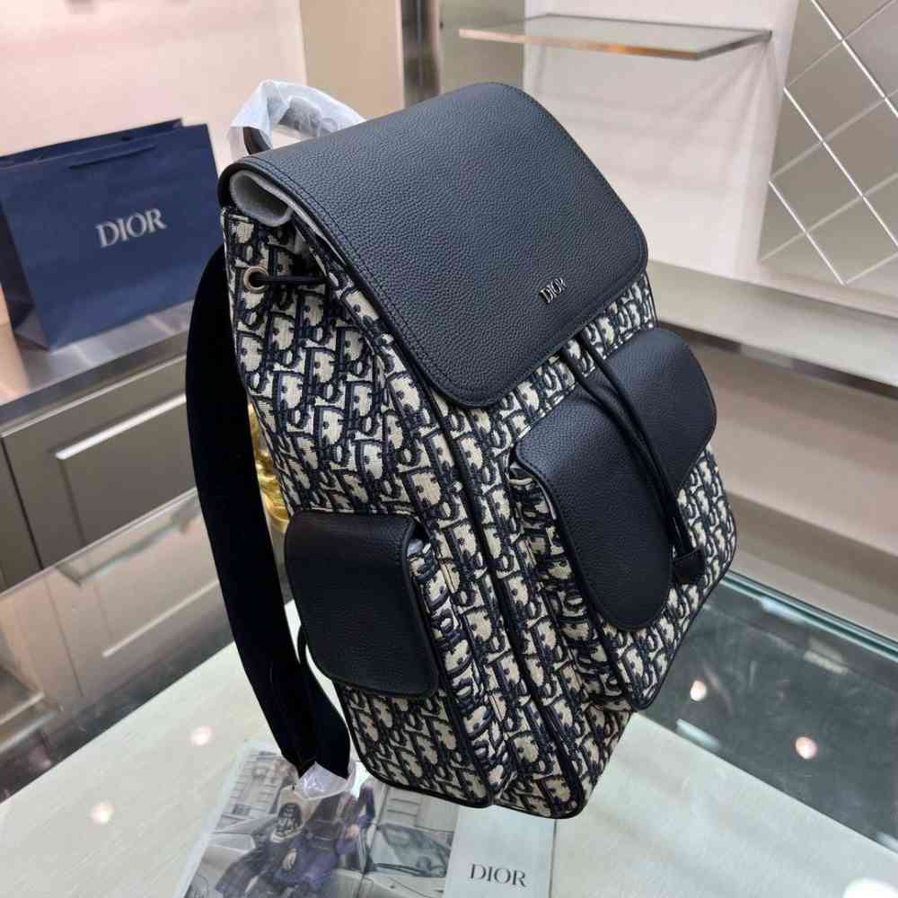 Dior Saddle Bag Black & White Backpack-thumb-7