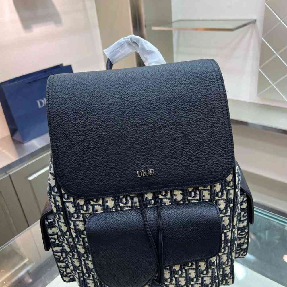 Dior Saddle Bag Black & White Backpack-thumb-8