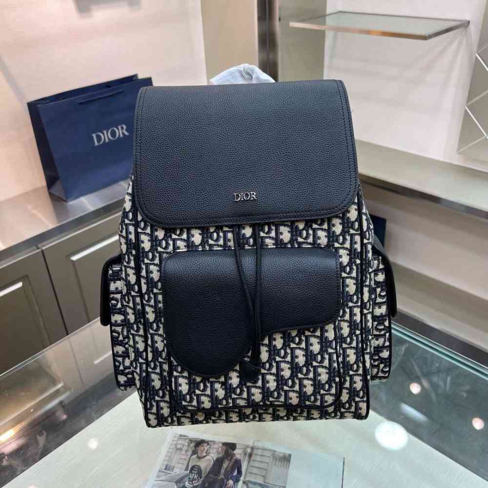 Dior Saddle Bag Black & White Backpack-thumb-1