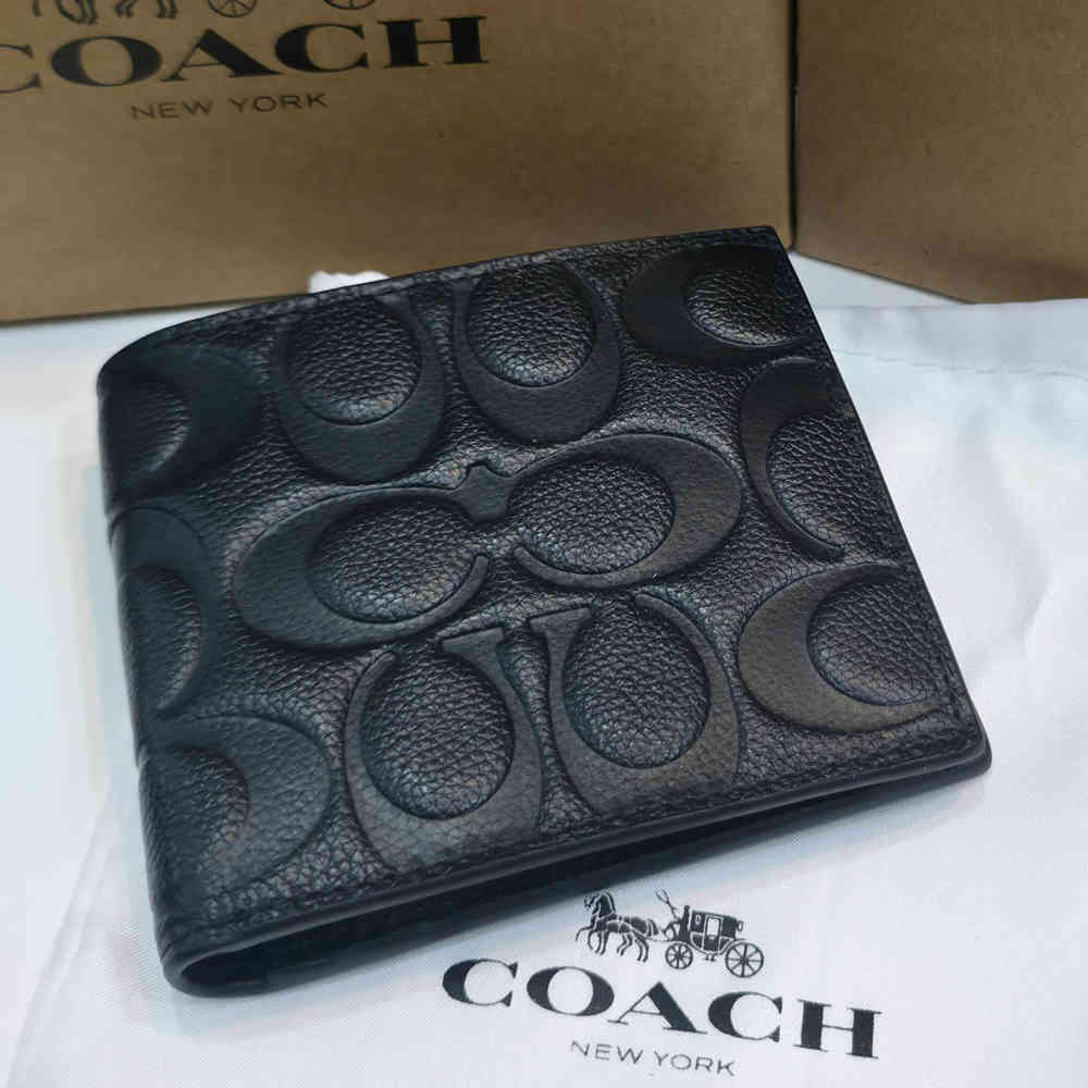 Black Coach Yellow Premium Compact Wallet