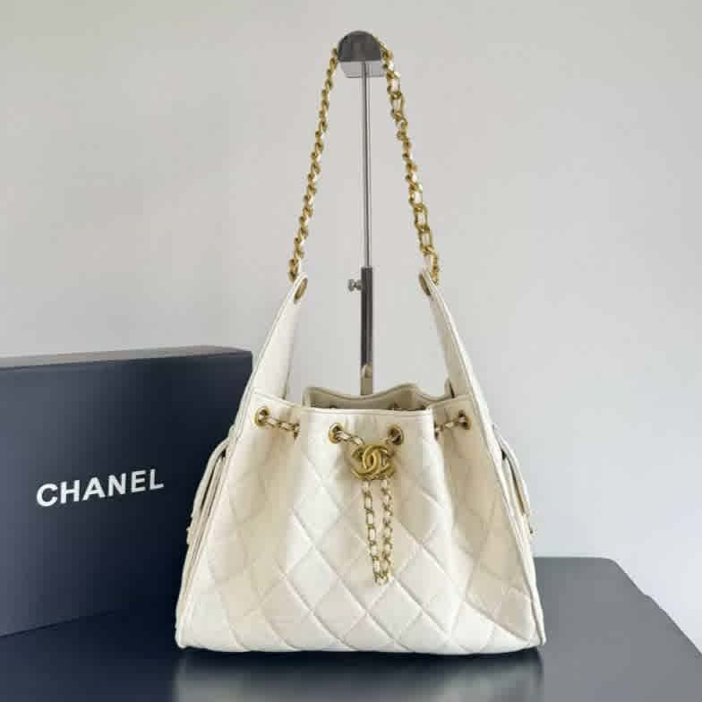 White Chanel Maxi Wine Shoulder Bag