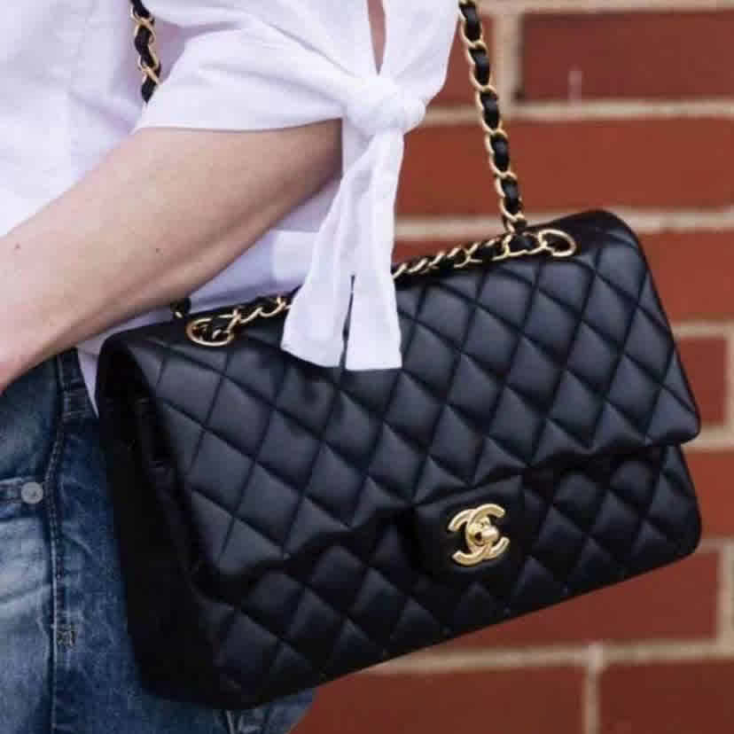 Black Chanel Jumbo Sponge Leather Metallic Grey Sling Bag
