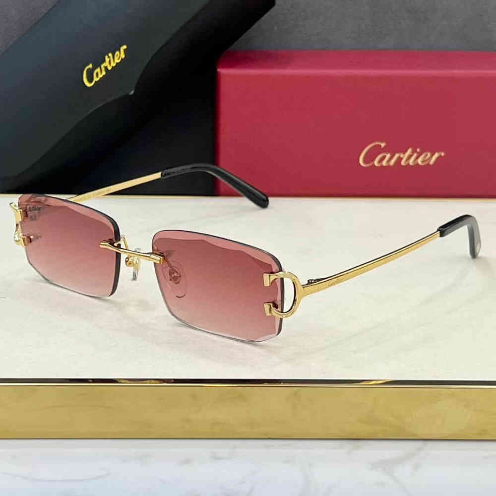 Red Cartier Golden Luxury Sunglasses