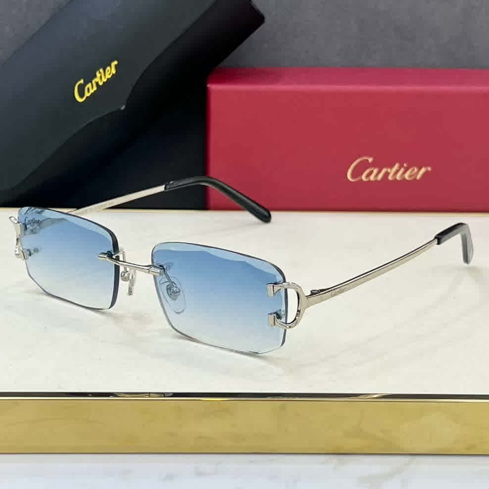 Blue Cartier Golden Luxury Sunglasses