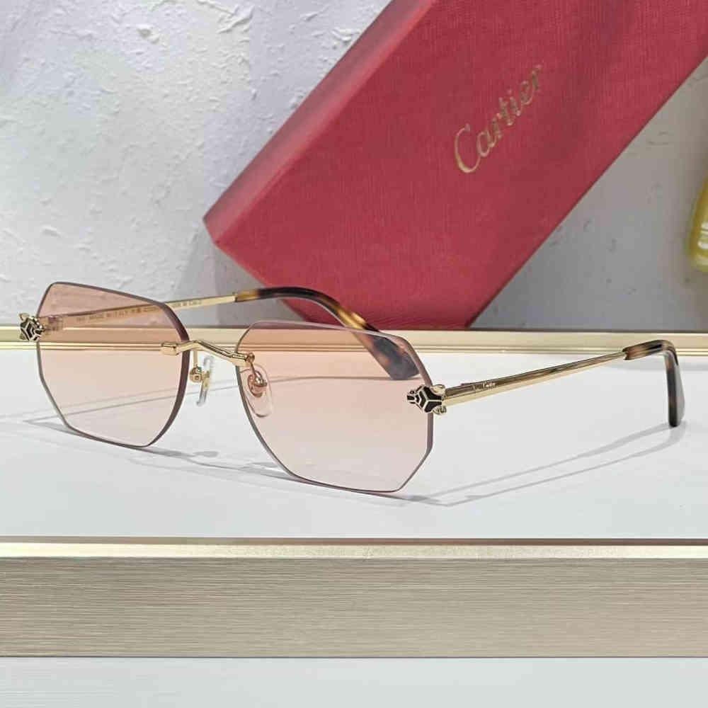 Golden Cartier Blue Luxury Sunglasses