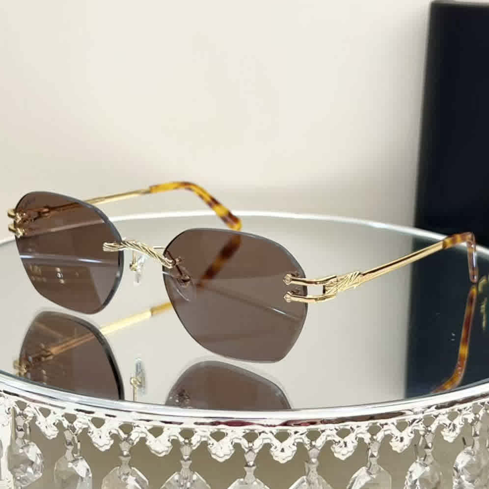 Brown Cartier Golden Luxury Sunglasses