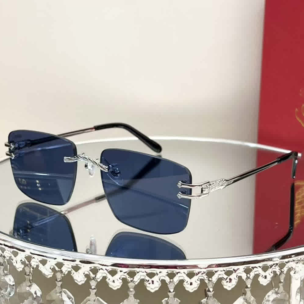 Blue Cartier Golden Luxury Sunglasses