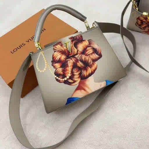 Grey Louis Vuitton LV Capucines Artycapucines Brown Handbag