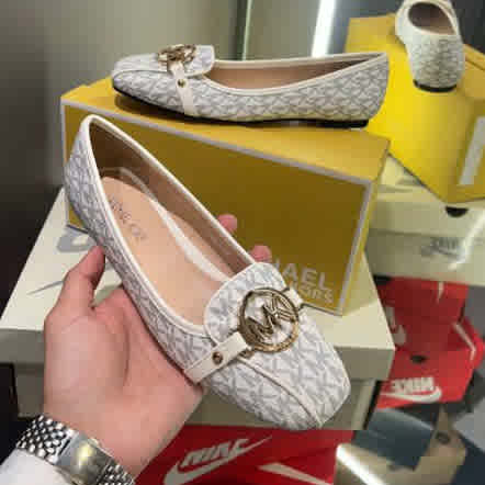 White Michael Kors MK Fulton Brown Flat Shoes