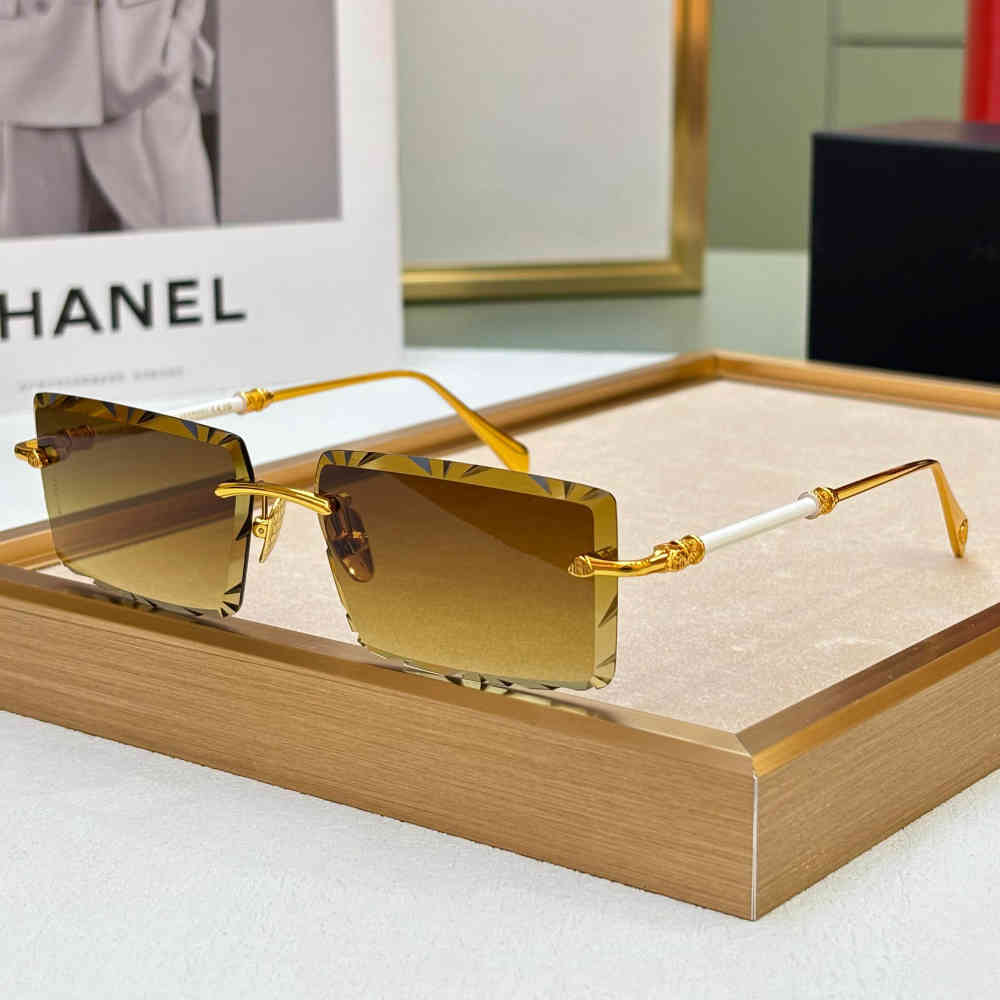 Brown Maybach Rimless Grey Luxury Sunglasses