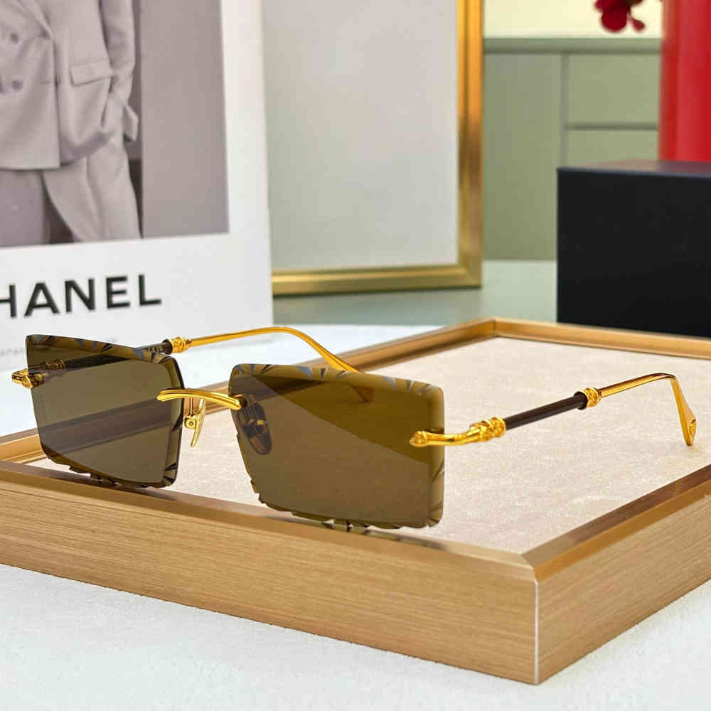 Brown & Black Maybach Rimless Grey Luxury Sunglasses