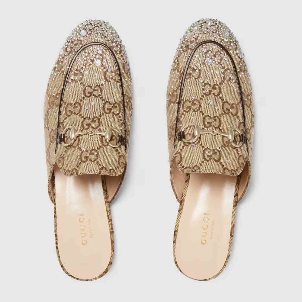 Gucci GG Women's Princetown Flat Sandals with Crystal Horsebit-2