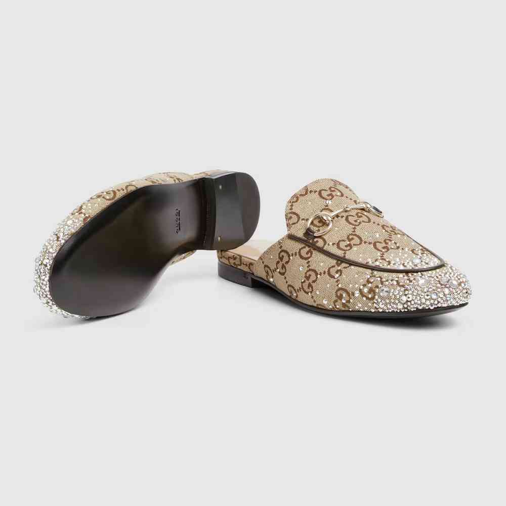 Gucci GG Women's Princetown Flat Sandals with Crystal Horsebit-4