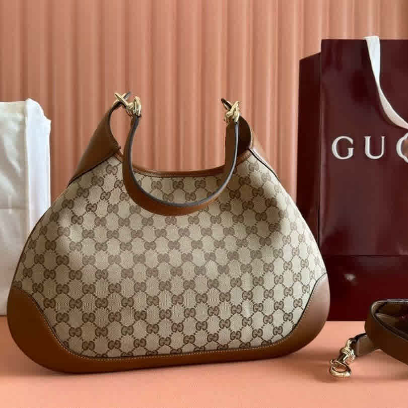 Gucci Hobo Beige & Brown Shoulder Bag-1