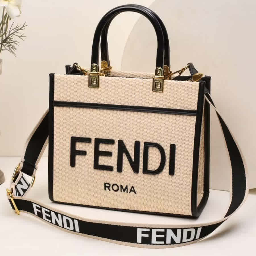 Fendi Roma Nylon White Tote Bag-thumb-0