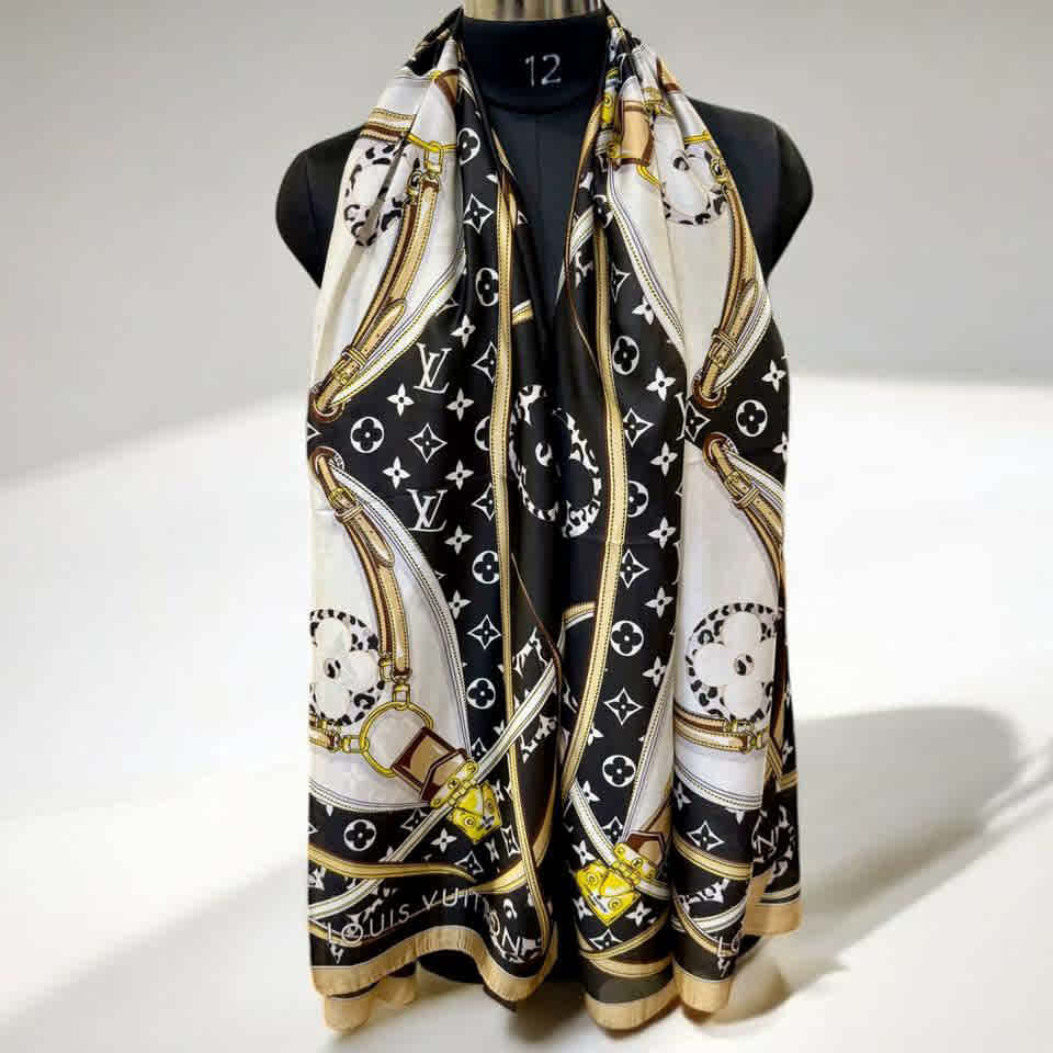 Louis Vuitton Designer Black Silk Stole-1