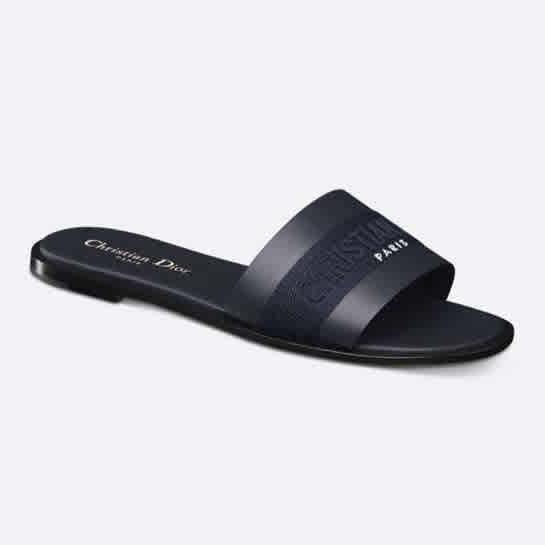 Dior Black Premium Quality Women's Flat Sandals-thumb-1