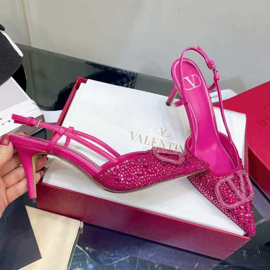 Valentino Pink Premium Quality Heels Sandals-thumb-2