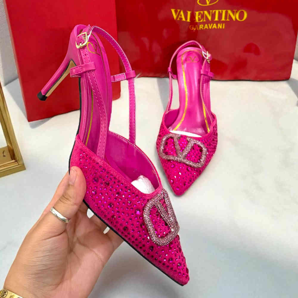 Valentino Pink Premium Quality Heels Sandals-thumb-1