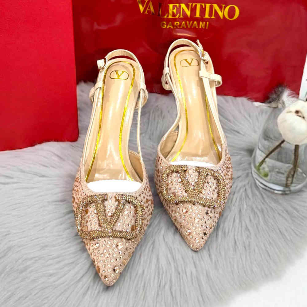 Golden Valentino Beige Premium Quality Heels Sandals