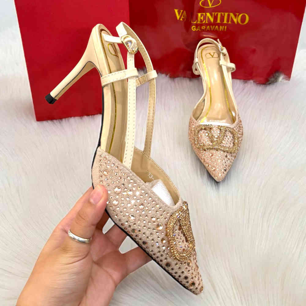 Valentino Golden Premium Quality Heels Sandals-thumb-2