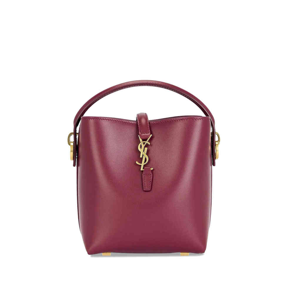 Wine YSL le 37 Small Shiny Black Bucket Bag