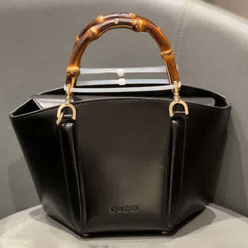 Gucci Bamboo Top Handle Black Handbag-thumb-0