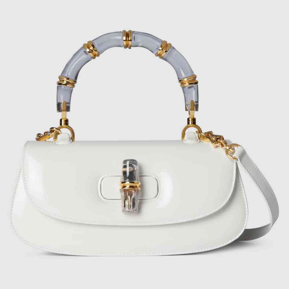 Gucci Diva Bamboo White Medium Handbag-thumb-0